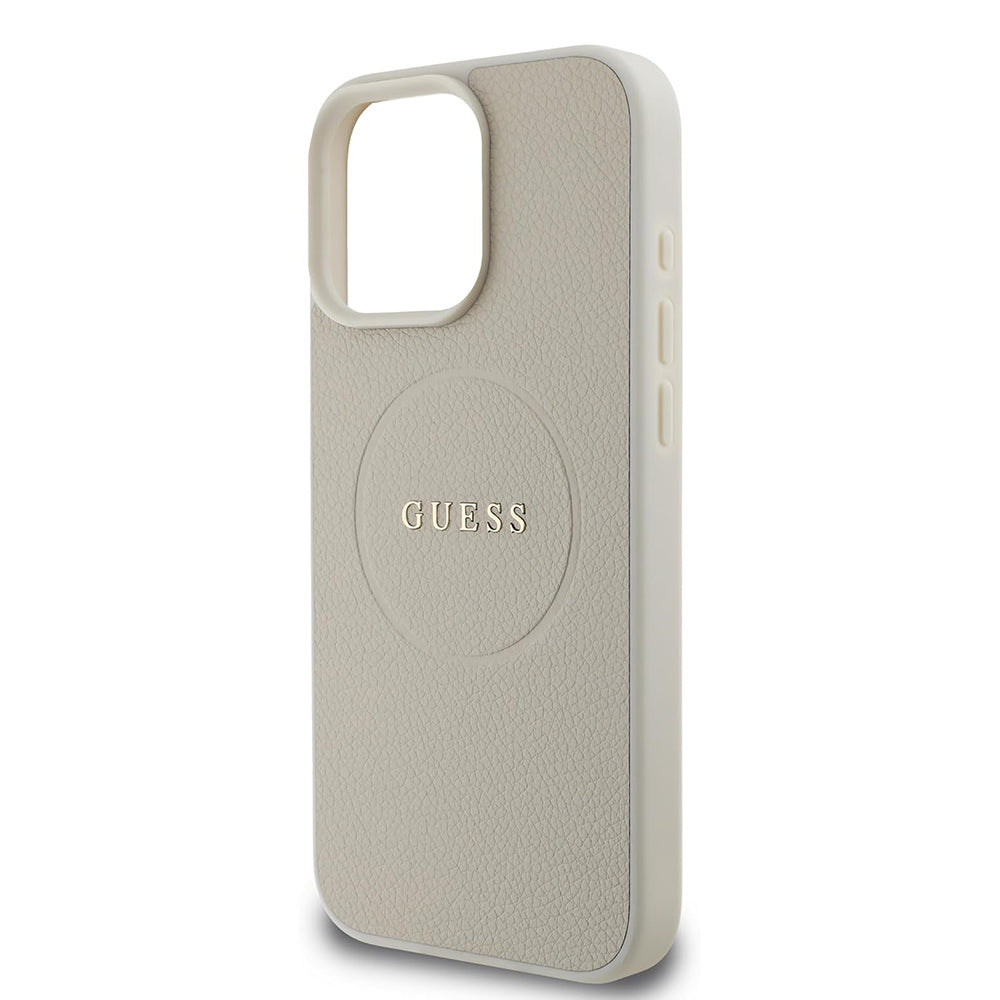 Capa MagSafe para Apple iPhone 16 Pro, Guess, Grained Gold Ring, Bege