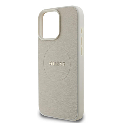 Capa MagSafe para Apple iPhone 16 Pro, Guess, Grained Gold Ring, Bege