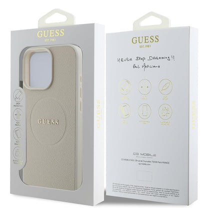 Capa MagSafe para Apple iPhone 16 Pro, Guess, Grained Gold Ring, Bege