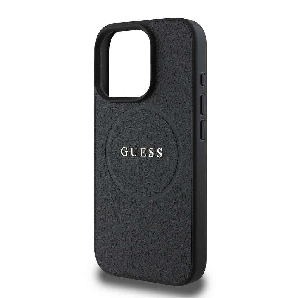 Capa MagSafe para Apple iPhone 16 Pro, Guess, Grained Gold Ring, Preta