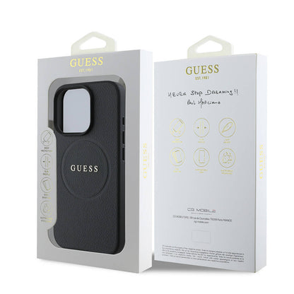 Capa MagSafe para Apple iPhone 16 Pro, Guess, Grained Gold Ring, Preta