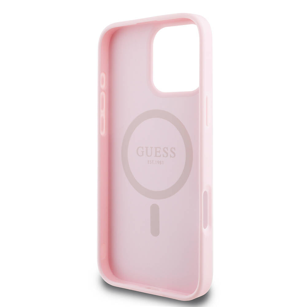 Capa MagSafe para Apple iPhone 16 Pro, Guess, Grained Gold Ring, Rosa