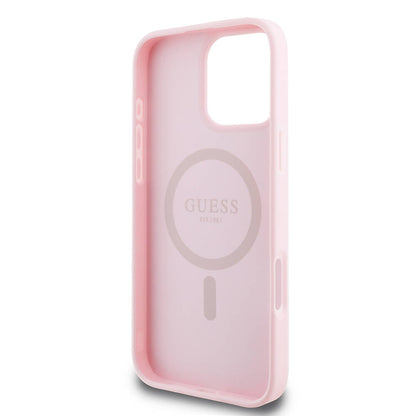 Capa MagSafe para Apple iPhone 16 Pro, Guess, Grained Gold Ring, Rosa