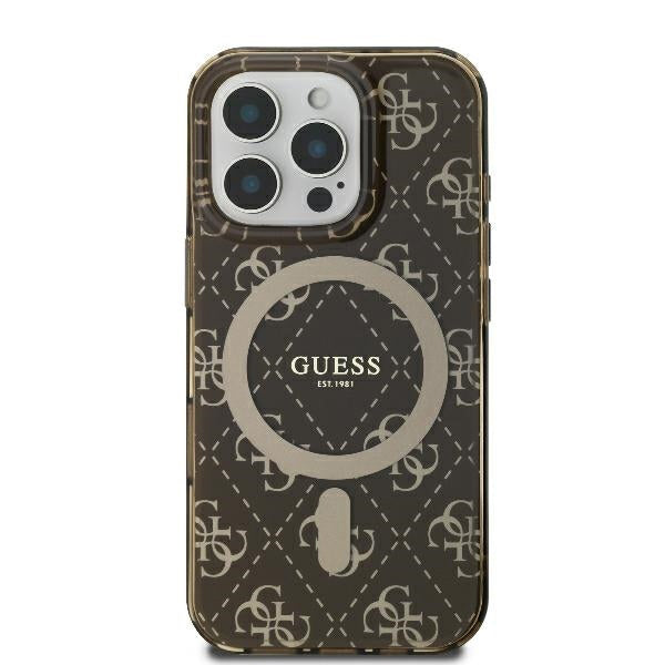Capa MagSafe para Apple iPhone 16 Pro, Guess, IML 4G Background, Marrom