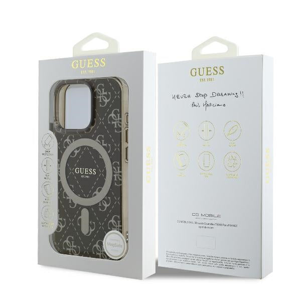 Capa MagSafe para Apple iPhone 16 Pro, Guess, IML 4G Background, Marrom