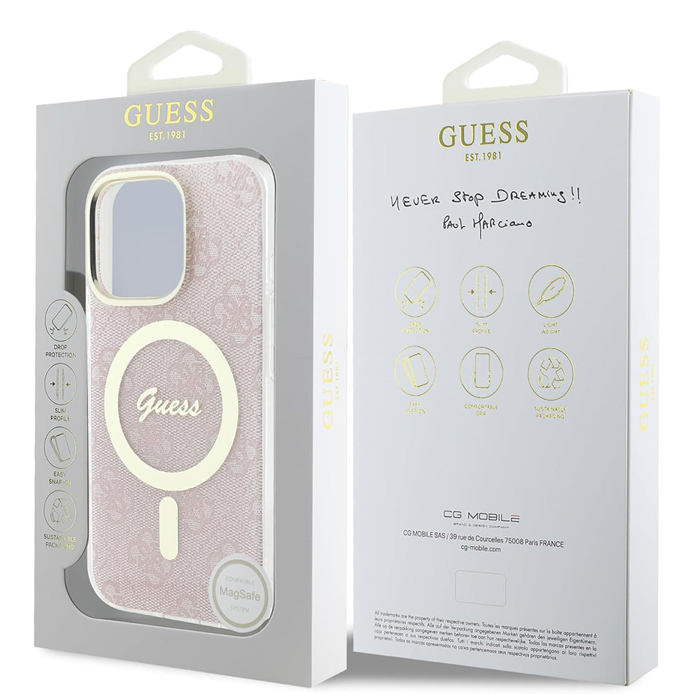 Capa MagSafe para Apple iPhone 16 Pro, Guess, IML 4G, Rosa
