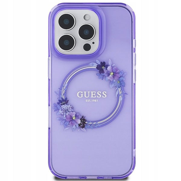 Capa MagSafe para Apple iPhone 16 Pro, Guess, IML Flowers Wreath, Roxo