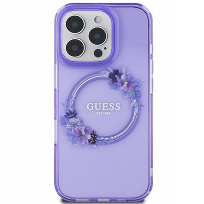 Capa MagSafe para Apple iPhone 16 Pro, Guess, IML Flowers Wreath, Roxo