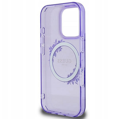 Capa MagSafe para Apple iPhone 16 Pro, Guess, IML Flowers Wreath, Roxo