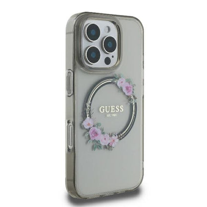 Capa MagSafe para Apple iPhone 16 Pro, Guess, IML Flowers Wreath, Preta