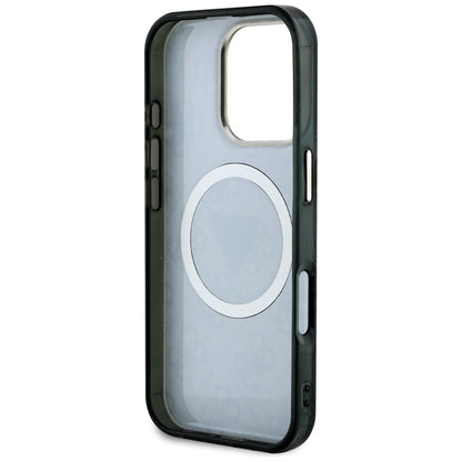 Capa MagSafe para Apple iPhone 16 Pro, Guess, IML Glitter 4G Circle Triangle, Preta