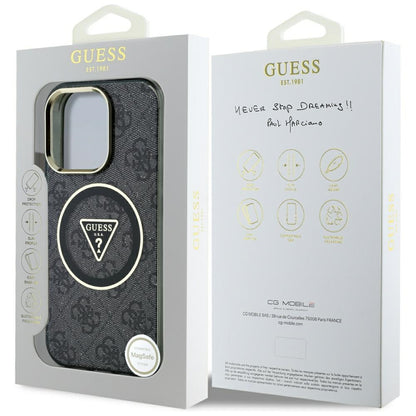 Capa MagSafe para Apple iPhone 16 Pro, Guess, IML Glitter 4G Circle Triangle, Preta