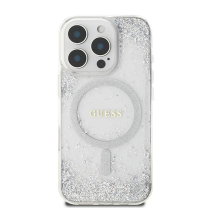 Capa MagSafe para Apple iPhone 16 Pro, Guess, IML Glitter Gradient, Prateada