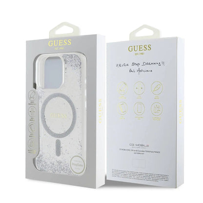 Capa MagSafe para Apple iPhone 16 Pro, Guess, IML Glitter Gradient, Prateada