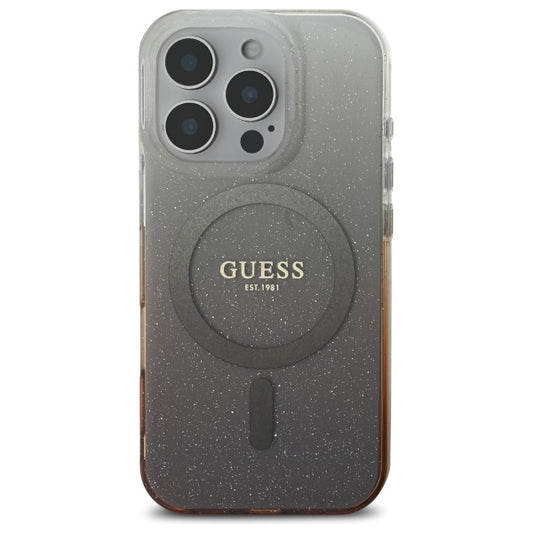 Capa MagSafe para Apple iPhone 16 Pro, Guess, IML Glitter Gradient, Marrom