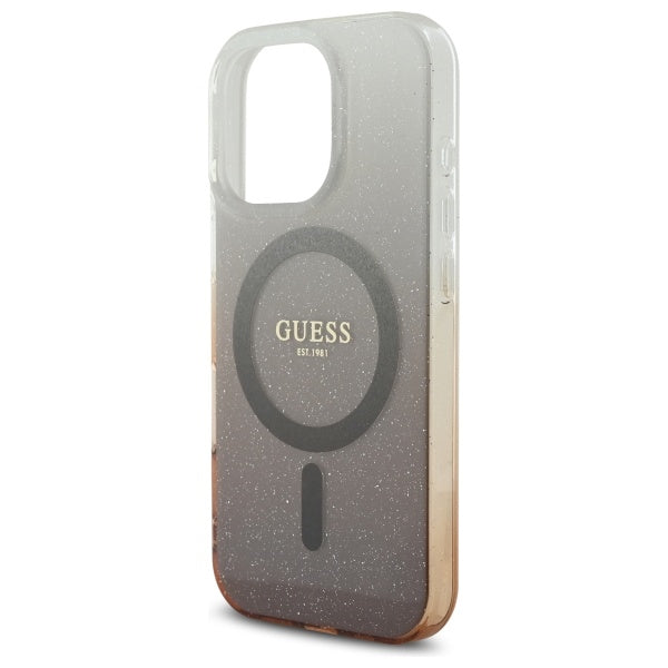 Capa MagSafe para Apple iPhone 16 Pro, Guess, IML Glitter Gradient, Marrom
