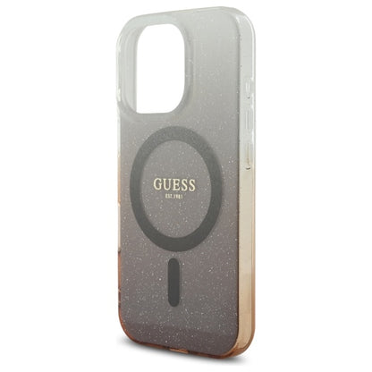Capa MagSafe para Apple iPhone 16 Pro, Guess, IML Glitter Gradient, Marrom
