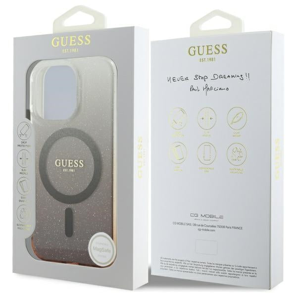 Capa MagSafe para Apple iPhone 16 Pro, Guess, IML Glitter Gradient, Marrom