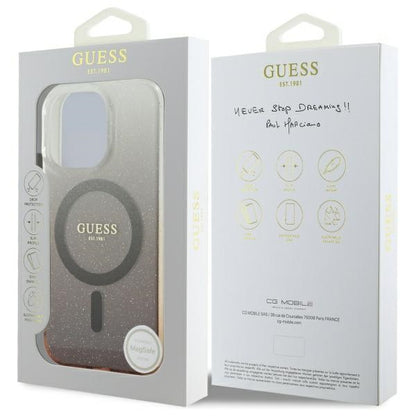 Capa MagSafe para Apple iPhone 16 Pro, Guess, IML Glitter Gradient, Marrom