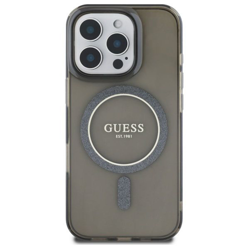 Capa MagSafe para Apple iPhone 16 Pro, Guess, IML Glitter Ring, Preta