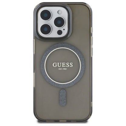Capa MagSafe para Apple iPhone 16 Pro, Guess, IML Glitter Ring, Preta