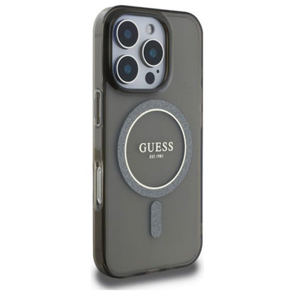 Capa MagSafe para Apple iPhone 16 Pro, Guess, IML Glitter Ring, Preta