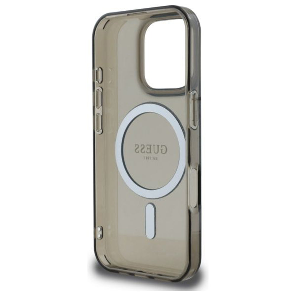 Capa MagSafe para Apple iPhone 16 Pro, Guess, IML Glitter Ring, Preta