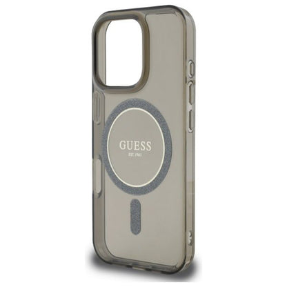 Capa MagSafe para Apple iPhone 16 Pro, Guess, IML Glitter Ring, Preta