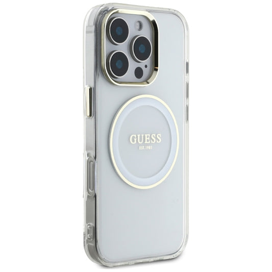 Capa MagSafe para Apple iPhone 16 Pro, Guess, IML Metal Colored Circle, Branca