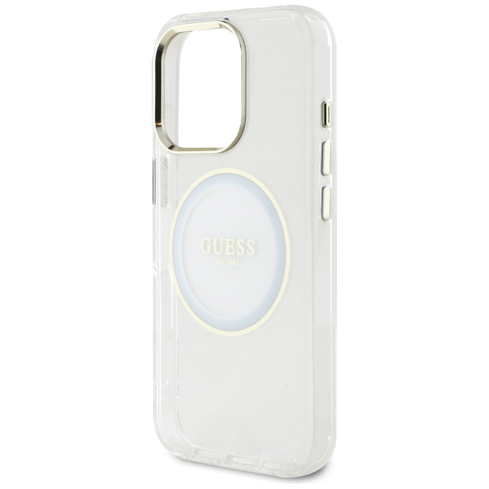 Capa MagSafe para Apple iPhone 16 Pro, Guess, IML Metal Colored Circle, Branca