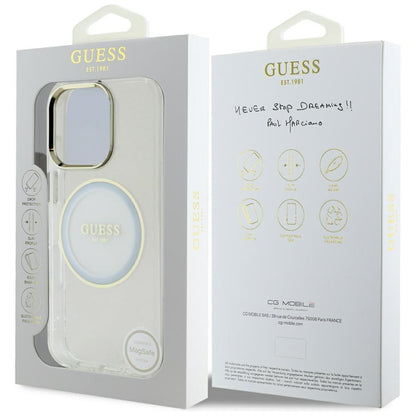 Capa MagSafe para Apple iPhone 16 Pro, Guess, IML Metal Colored Circle, Branca