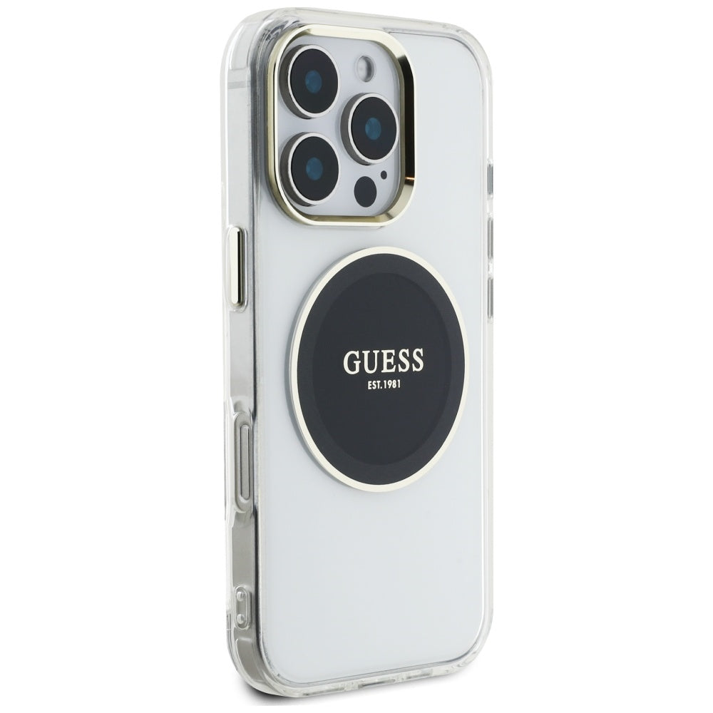 Capa MagSafe para Apple iPhone 16 Pro, Guess, IML Metal Colored Circle, Preta