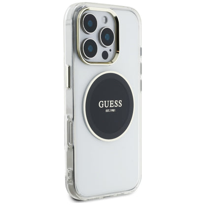Capa MagSafe para Apple iPhone 16 Pro, Guess, IML Metal Colored Circle, Preta