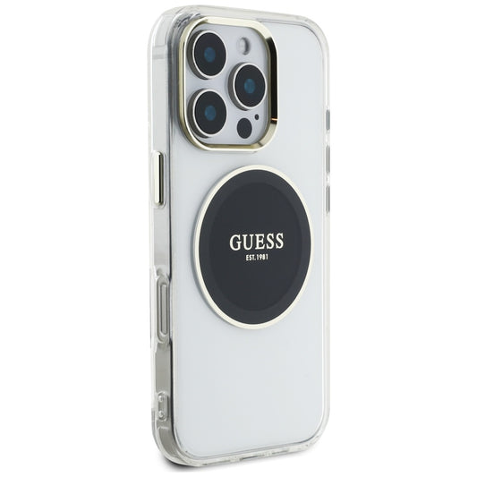 Capa MagSafe para Apple iPhone 16 Pro, Guess, IML Metal Colored Circle, Preta