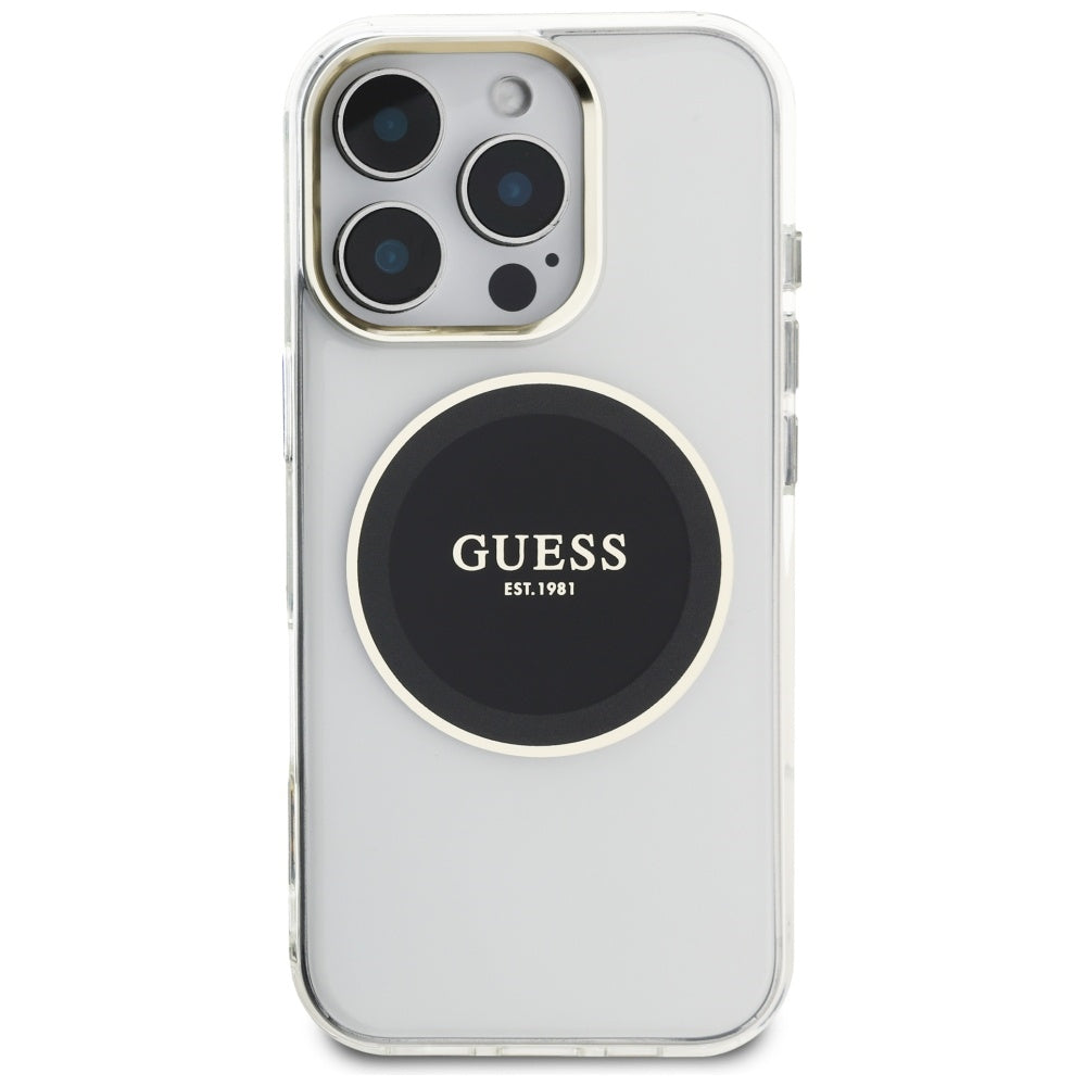 Capa MagSafe para Apple iPhone 16 Pro, Guess, IML Metal Colored Circle, Preta
