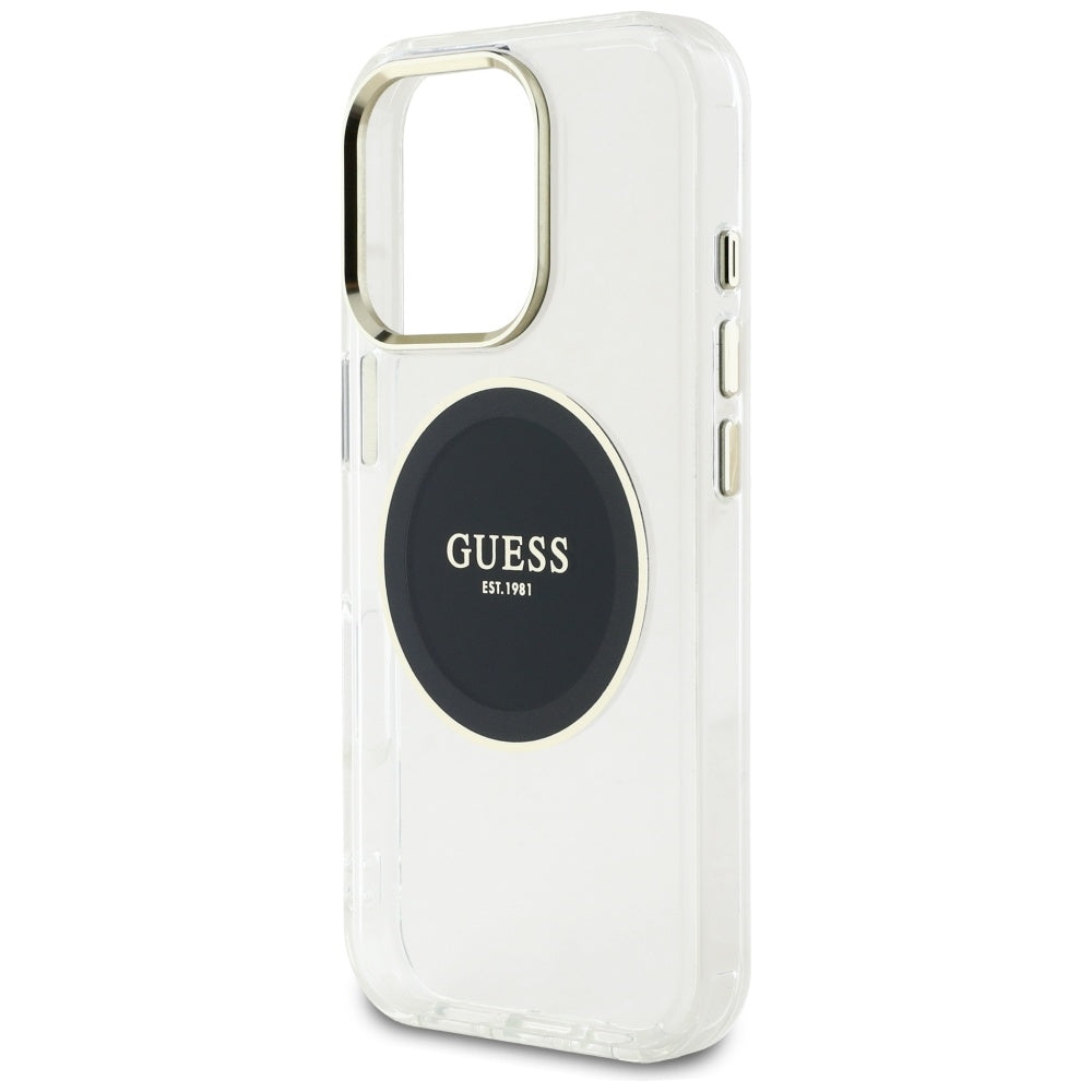 Capa MagSafe para Apple iPhone 16 Pro, Guess, IML Metal Colored Circle, Preta