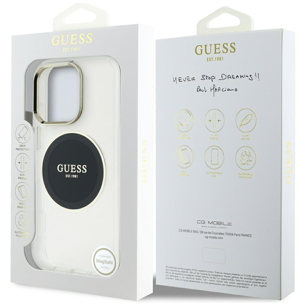 Capa MagSafe para Apple iPhone 16 Pro, Guess, IML Metal Colored Circle, Preta