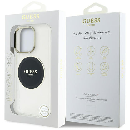 Capa MagSafe para Apple iPhone 16 Pro, Guess, IML Metal Colored Circle, Preta