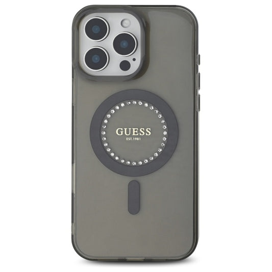 Capa MagSafe para Apple iPhone 16 Pro, Guess, IML Rhinestone, Preta