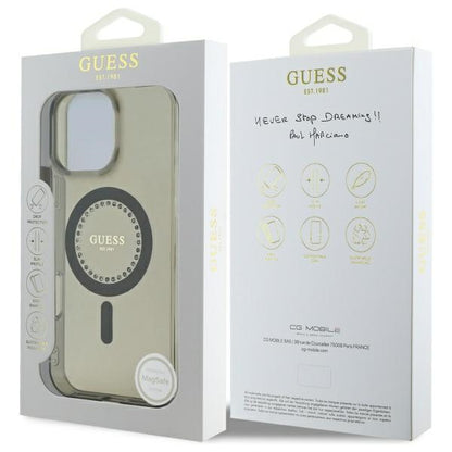 Capa MagSafe para Apple iPhone 16 Pro, Guess, IML Rhinestone, Preta