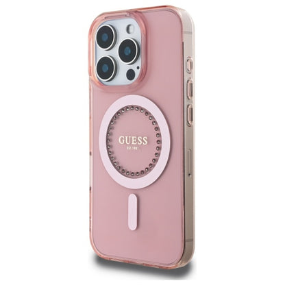 Capa MagSafe para Apple iPhone 16 Pro, Guess, IML Rhinestone, Rosa