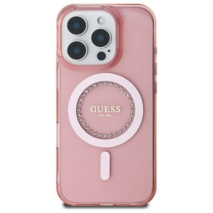 Capa MagSafe para Apple iPhone 16 Pro, Guess, IML Rhinestone, Rosa
