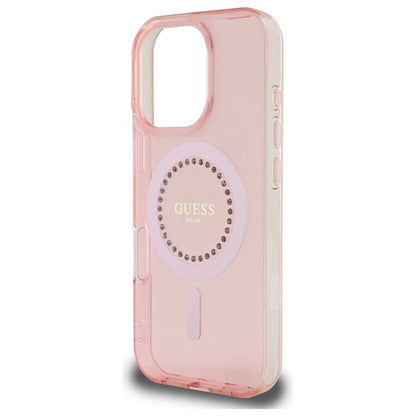 Capa MagSafe para Apple iPhone 16 Pro, Guess, IML Rhinestone, Rosa