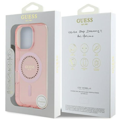 Capa MagSafe para Apple iPhone 16 Pro, Guess, IML Rhinestone, Rosa