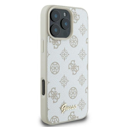 Capa MagSafe para Apple iPhone 16 Pro, Guess, Peony Script, Branca