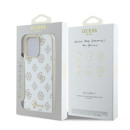 Capa MagSafe para Apple iPhone 16 Pro, Guess, Peony Script, Branca