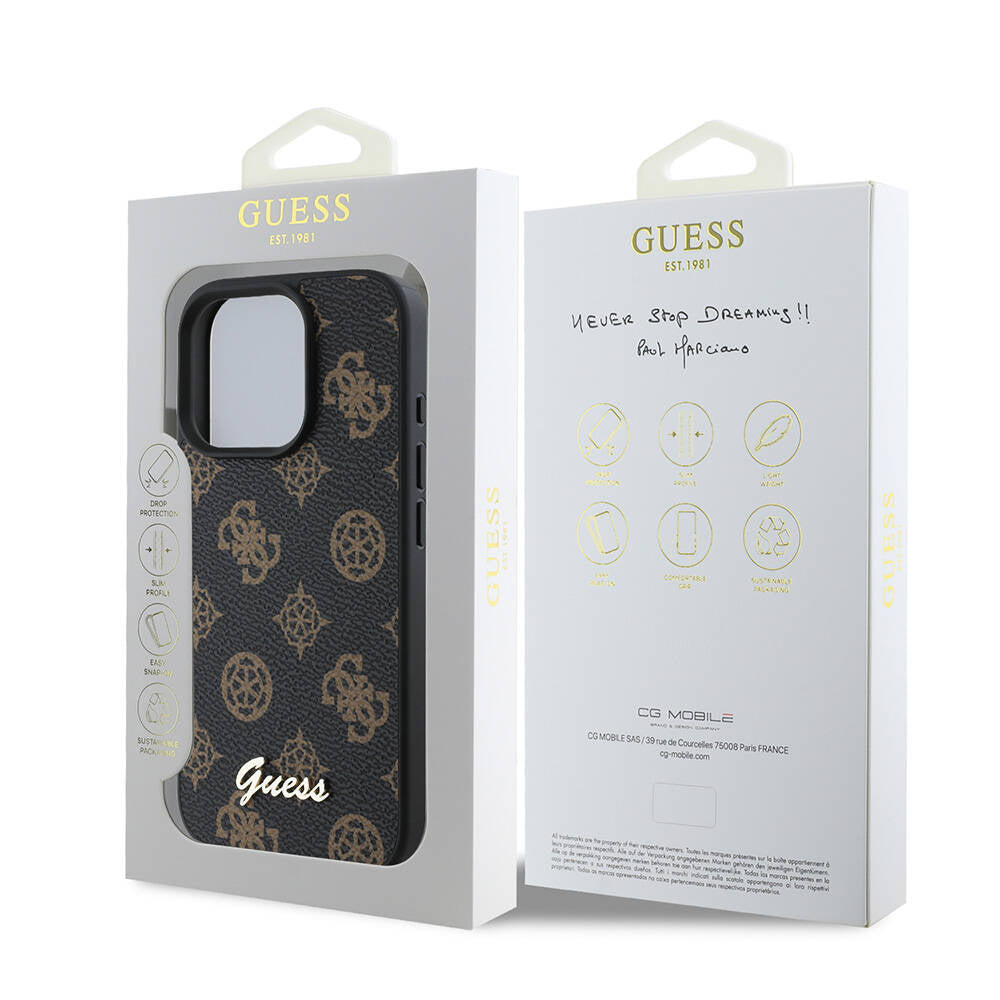 Capa MagSafe para Apple iPhone 16 Pro, Guess, Peony Script, Preta