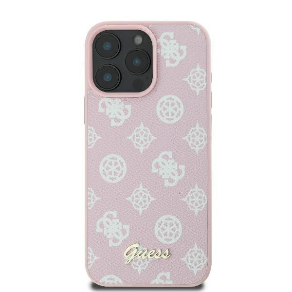 MagSafe Case for Apple iPhone 16 Pro, Guess, Peony Script, Pink