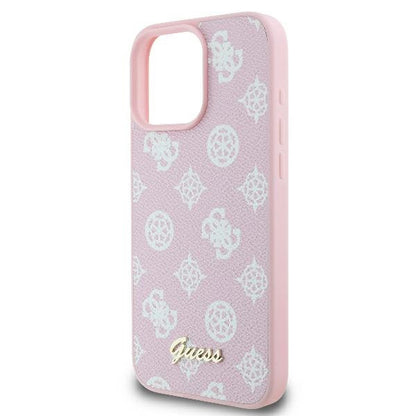 MagSafe Case for Apple iPhone 16 Pro, Guess, Peony Script, Pink