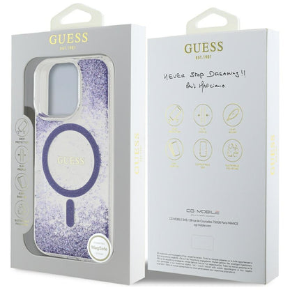 Capa MagSafe para Apple iPhone 16 Pro, Guess, Resin Bottom Glitter, Roxo
